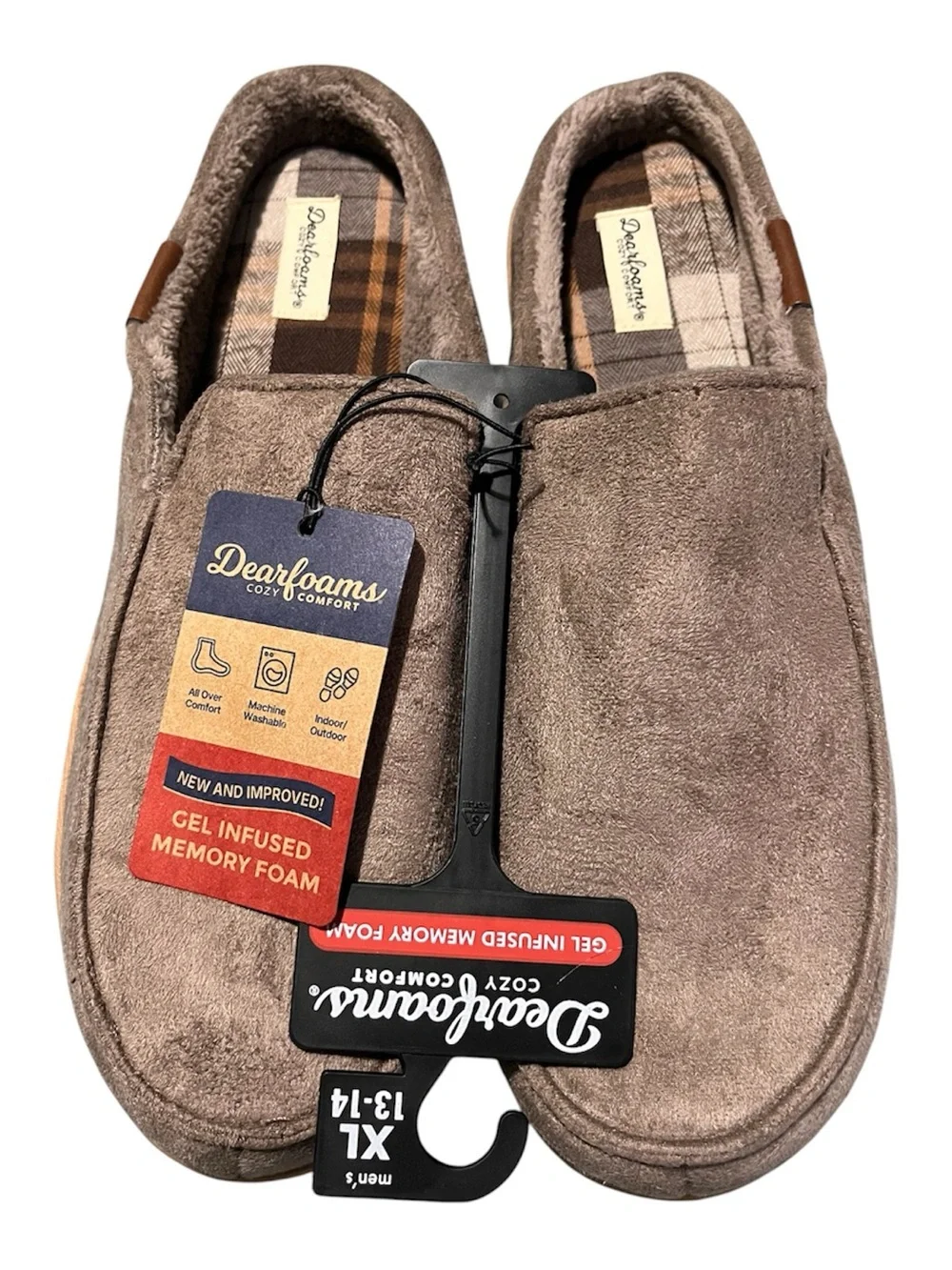 dearfoams Brown Men's Slip-On Gel-Infused Memory Foam Loafers